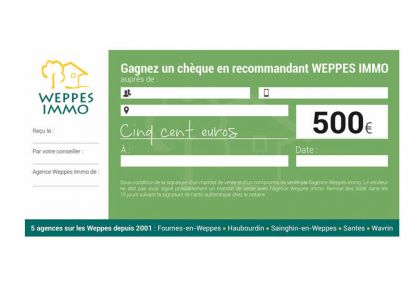 Recevez un chèque de 500 €