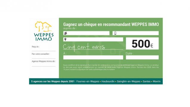 Recevez un chèque de 500 €